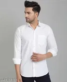 Cotton Blend Solid Shirt For Men, White 