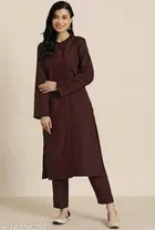 Viscose Silk Solid Kurta With Paint Set for Women, Maroon 