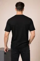 Polyester Solid T-Shirt for Men, Black 