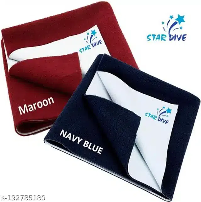 Cotton Mattress Protection Sheet (Maroon & Navy Blue, 40x28 inches) (Pack of 2)