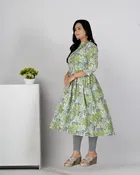 Cotton Silk Printed Kurti for Women, Mint Green 