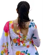 Georgette Printed Gown with Dupatta for Women 