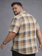 Cotton Blend Printed Shirt for Men, Maroon 