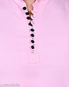 Cotton Blend Solid Short Kurta for Men, Pink 
