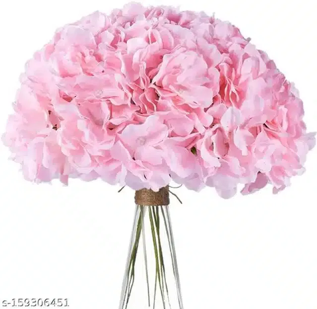 Polyester Artificial Flowers Bunch (Pink, Pack of 5)