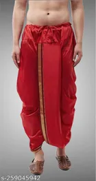 Cotton Silk Solid Dhoti for Boys (Free Size, Red)