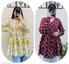 Floral Printed Short Kurti for Women, Pack of 2 