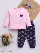Hosiery Cotton Printed Clothing Set for Kids, Pink 