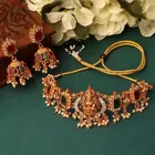Brass Choker Necklace with Earrings for Women 