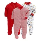 Hosiery Cotton Printed Rompers for Kids, Multicolor, Pack of 3 