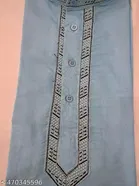 Cotton Solid Kurta Set for Men, Sky Blue 
