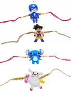 Synthetic 4 Pcs Rakhi with Roli Chawal 