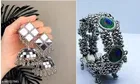 Latest Trendy fashionable & stylish peacock feather designed meenakari in silver color oxidized bracelets 