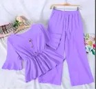 Poly Crepe Solid Clothing Set foor Girls, Purple 