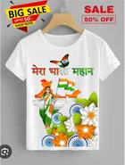 Polyester Printed T-Shirt for Kids, White 