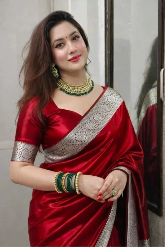 Banarasi Red Art Silk Woven Saree for Women