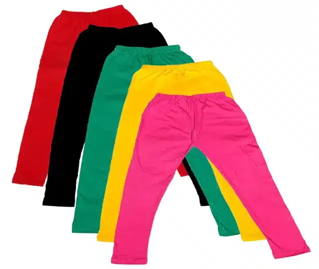 Soft & Comfortable Leggings for Girls (Pack of 5) (Multicolor, 10-11 Years)