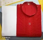Cotton Blend Embroidered Kurta with Pyjama for Men 