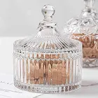 Afast Stylish 200 ml Crystal Glass Sugar Candy Jar with Lid/Attractive Designer Multi-Purpose Bowl/Round Kitchen Storage Pickle Containers/Home Decor Glass Candy Box -Pack of 1