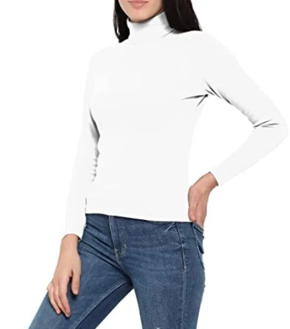 Women's Woollen High Neck Innerwear Thermal Top (White-L)