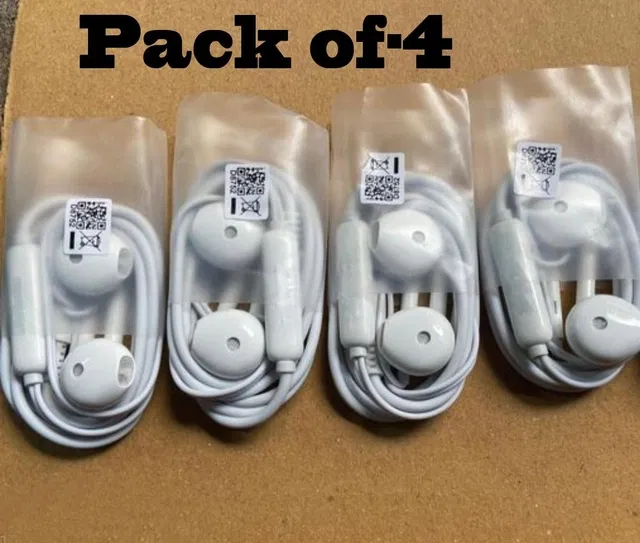 Wired in-Ear Earphone (White, Pack of 4)
