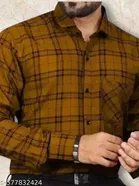 Cotton Blend Checkred Shirt for Men, Mustard 