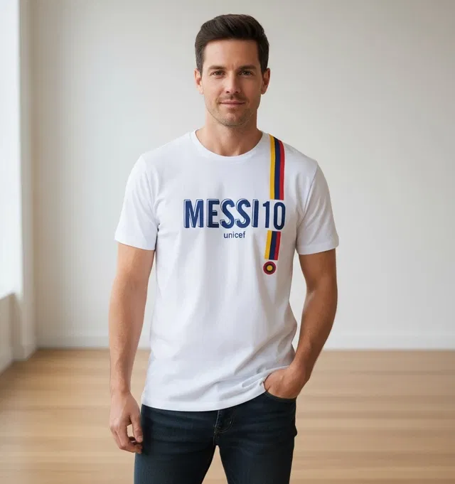 Cotton Lycra Printed T-Shirt for Men, White (M)