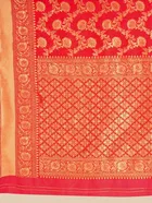 Litchi Silk Floral Saree for Women, Red 