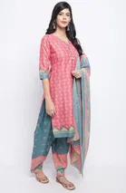 Cotton Blend Printed Salwar Suit for Women 