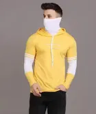 Cotton Blend Color Blocked Hoodies for Men 