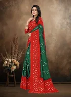 Art Silk Printed Saree for Women, Green 