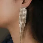 Diamond Chain Drop Earrings for Women (Silver, Set of 1)
