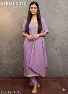 Silk Blend Embroidered Punjabi/All Over Suits Semi-Stitched Suits 