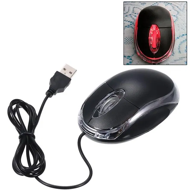 Wired USB Mini Optical Computer Mouse (Black)
