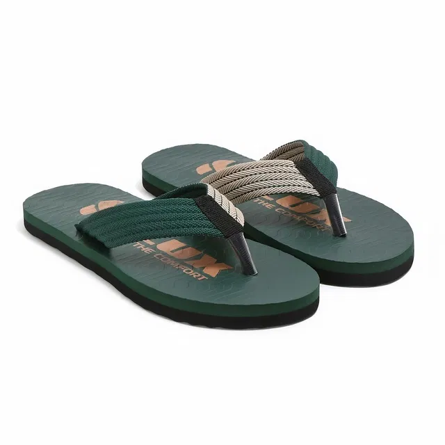 Solid Flip-flops for Men (Green, 8)