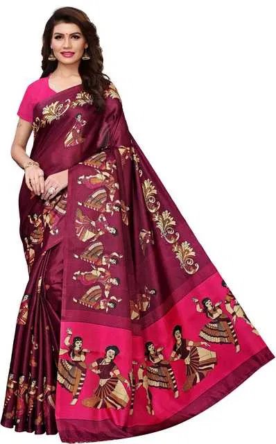 Yashika Designer Women's Saree Art Silk With Unstitched Blouse Piece (Purple, 5.2M) (Y-208)