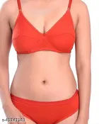 Cotton Blend Solid Lingerie Set for Women 