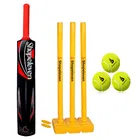 PVC Plastic Combo of Cricket Bat, Stamp with 3 Pcs Ball (Multicolor, Set of 1)