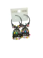 Metal Stone Jhumki Earrings for Women & Girls (Multicolor, Set of 1)