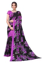Women Georgette Printed Saree With Unstitched Blouse 