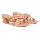 Zakozee Open-Toe Heels for Women (Beige, 5)