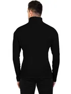 Cotton Blend Solid Hi-Neck Sweater for Men, Black 