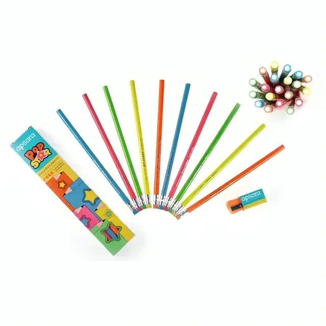 Apsara Pop Star Extra Dark Pencils [Pack of 10] with Free Sharpener