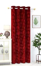 Velvet Emboss Red Door Blackout Curtain 7ft Combo 