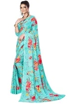 कनूड़ा प्रिंट्स फैंसी विमेंस जॉर्जेट फ्लावर प्रिंटेड साड़ी 