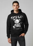 Fleece Printed Hoodie for Men, Black (M)