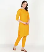 Viscose Rayon Embroidered A-Line Kurti with Pant 