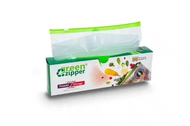 Zip Lock Food Storage Bags 15 Pcs (Green, 8x8 Inches)