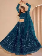 Net Embroidred Semi Stiched Lehenga Choli for Women 