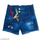 Denim Shorts for Girls (Blue, 0-1 Years)